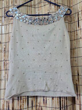 Peck & Peck Collection Embellished Knit Tank Top - Size Medium